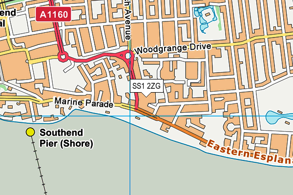 SS1 2ZG map - OS VectorMap District (Ordnance Survey)