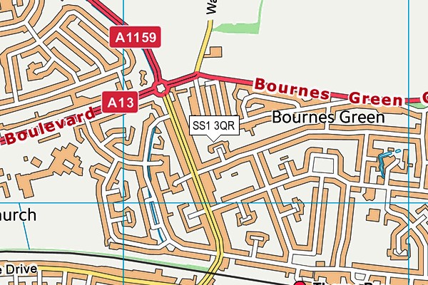 SS1 3QR map - OS VectorMap District (Ordnance Survey)
