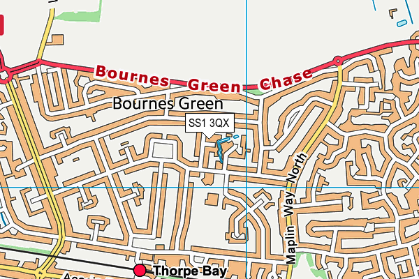 SS1 3QX map - OS VectorMap District (Ordnance Survey) SS1 3QX map - OS VectorMap District (Ordnance Survey)