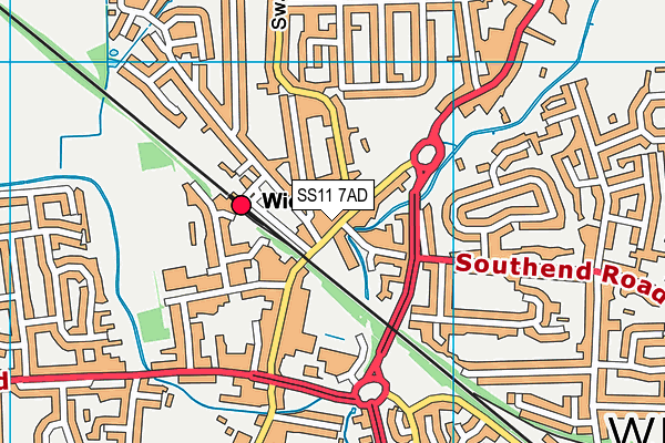 SS11 7AD map - OS VectorMap District (Ordnance Survey) SS11 7AD map - OS VectorMap District (Ordnance Survey)