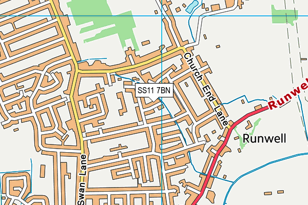 SS11 7BN map - OS VectorMap District (Ordnance Survey)