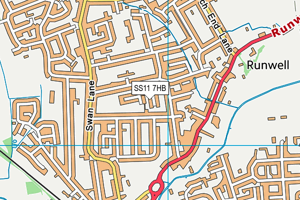 SS11 7HB map - OS VectorMap District (Ordnance Survey) SS11 7HB map - OS VectorMap District (Ordnance Survey)