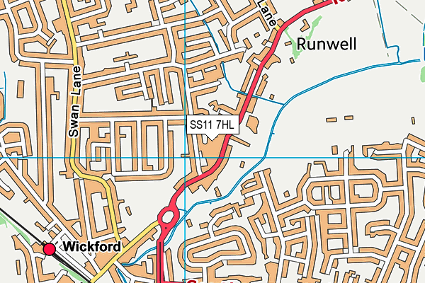SS11 7HL map - OS VectorMap District (Ordnance Survey)