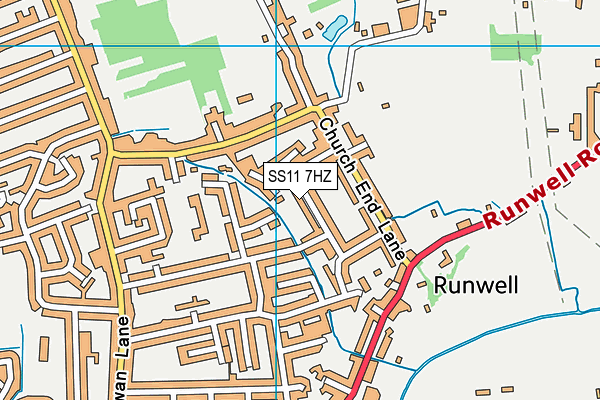SS11 7HZ map - OS VectorMap District (Ordnance Survey) SS11 7HZ map - OS VectorMap District (Ordnance Survey)