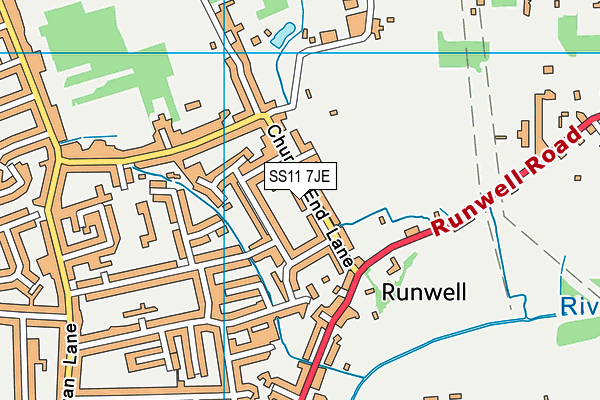 SS11 7JE map - OS VectorMap District (Ordnance Survey) SS11 7JE map - OS VectorMap District (Ordnance Survey)