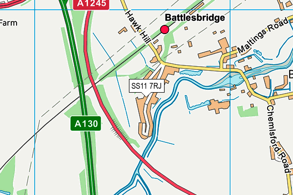 SS11 7RJ map - OS VectorMap District (Ordnance Survey)