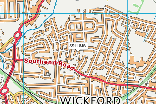 SS11 8JW map - OS VectorMap District (Ordnance Survey) SS11 8JW map - OS VectorMap District (Ordnance Survey)