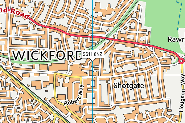 SS11 8NZ map - OS VectorMap District (Ordnance Survey) SS11 8NZ map - OS VectorMap District (Ordnance Survey)