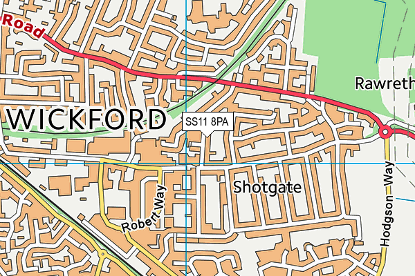 SS11 8PA map - OS VectorMap District (Ordnance Survey)