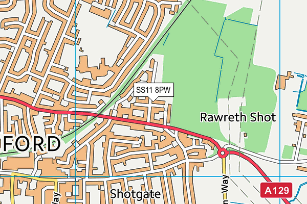 SS11 8PW map - OS VectorMap District (Ordnance Survey) SS11 8PW map - OS VectorMap District (Ordnance Survey)