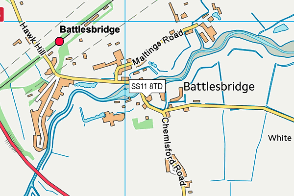 SS11 8TD map - OS VectorMap District (Ordnance Survey) SS11 8TD map - OS VectorMap District (Ordnance Survey)