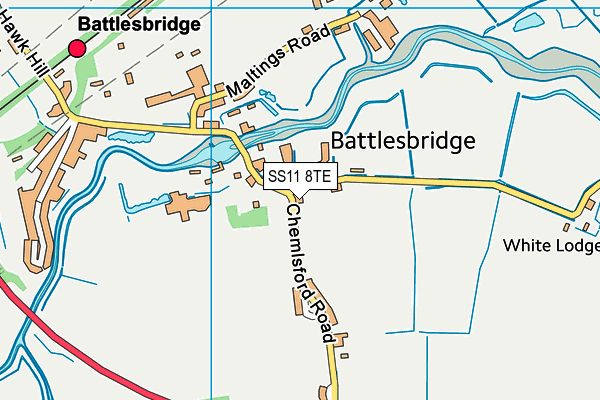 SS11 8TE map - OS VectorMap District (Ordnance Survey) SS11 8TE map - OS VectorMap District (Ordnance Survey)