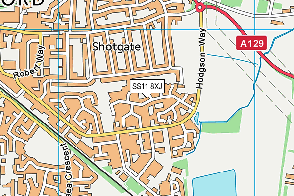 SS11 8XJ map - OS VectorMap District (Ordnance Survey) SS11 8XJ map - OS VectorMap District (Ordnance Survey)