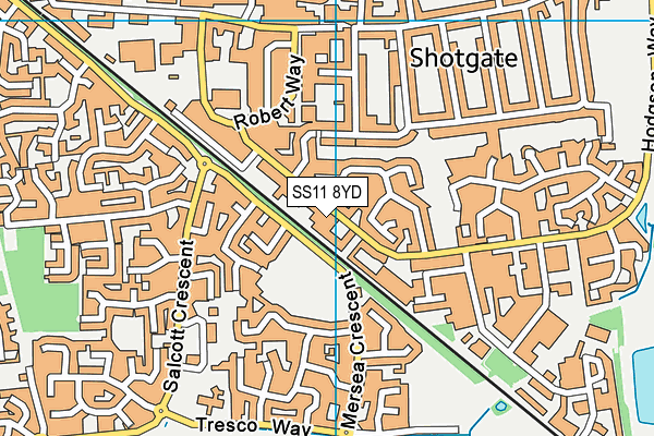 SS11 8YD map - OS VectorMap District (Ordnance Survey) SS11 8YD map - OS VectorMap District (Ordnance Survey)