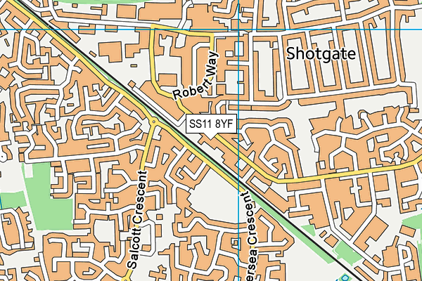 SS11 8YF map - OS VectorMap District (Ordnance Survey) SS11 8YF map - OS VectorMap District (Ordnance Survey)