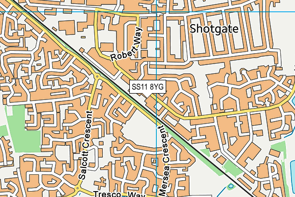 SS11 8YG map - OS VectorMap District (Ordnance Survey) SS11 8YG map - OS VectorMap District (Ordnance Survey)