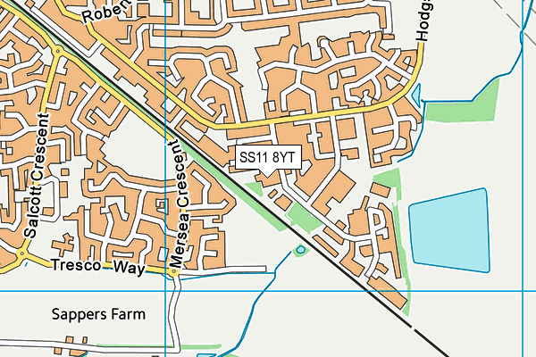 SS11 8YT map - OS VectorMap District (Ordnance Survey) SS11 8YT map - OS VectorMap District (Ordnance Survey)