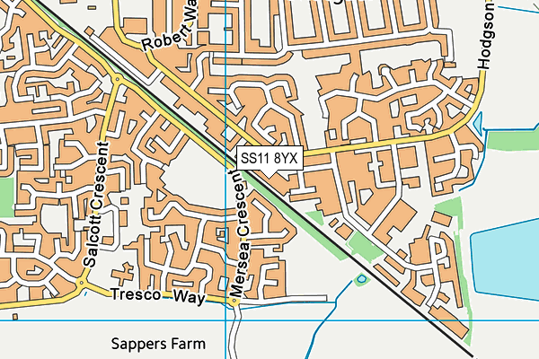 SS11 8YX map - OS VectorMap District (Ordnance Survey) SS11 8YX map - OS VectorMap District (Ordnance Survey)
