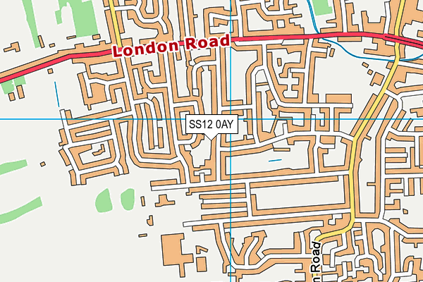 SS12 0AY map - OS VectorMap District (Ordnance Survey) SS12 0AY map - OS VectorMap District (Ordnance Survey)