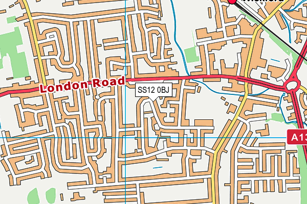SS12 0BJ map - OS VectorMap District (Ordnance Survey) SS12 0BJ map - OS VectorMap District (Ordnance Survey)