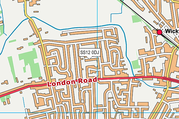 SS12 0DJ map - OS VectorMap District (Ordnance Survey) SS12 0DJ map - OS VectorMap District (Ordnance Survey)