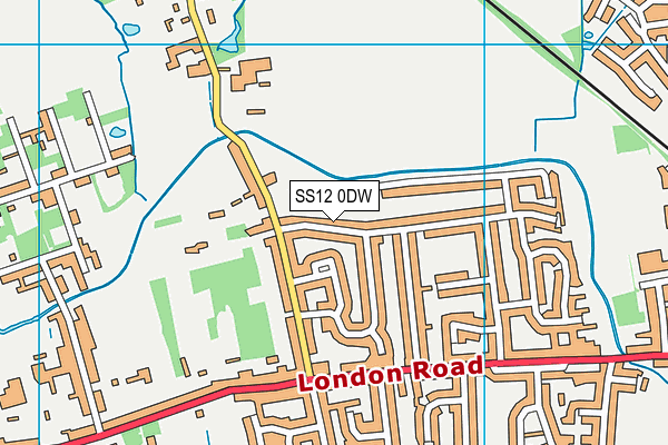 SS12 0DW map - OS VectorMap District (Ordnance Survey) SS12 0DW map - OS VectorMap District (Ordnance Survey)