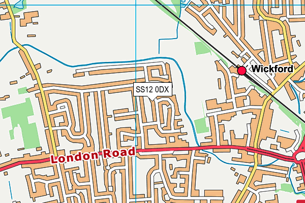 SS12 0DX map - OS VectorMap District (Ordnance Survey) SS12 0DX map - OS VectorMap District (Ordnance Survey)