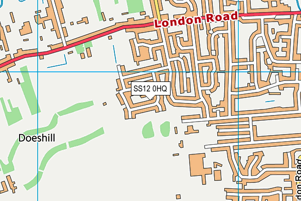SS12 0HQ map - OS VectorMap District (Ordnance Survey) SS12 0HQ map - OS VectorMap District (Ordnance Survey)