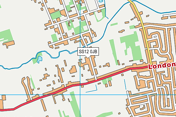 SS12 0JB map - OS VectorMap District (Ordnance Survey) SS12 0JB map - OS VectorMap District (Ordnance Survey)