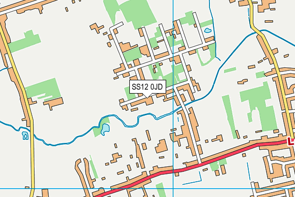 SS12 0JD map - OS VectorMap District (Ordnance Survey) SS12 0JD map - OS VectorMap District (Ordnance Survey)