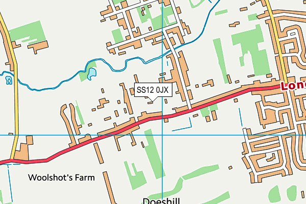 SS12 0JX map - OS VectorMap District (Ordnance Survey) SS12 0JX map - OS VectorMap District (Ordnance Survey)