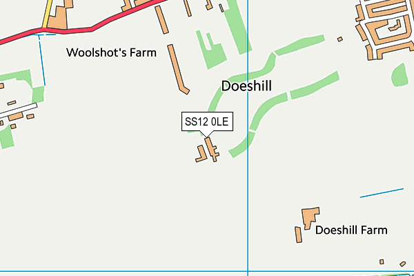 SS12 0LE map - OS VectorMap District (Ordnance Survey) SS12 0LE map - OS VectorMap District (Ordnance Survey)