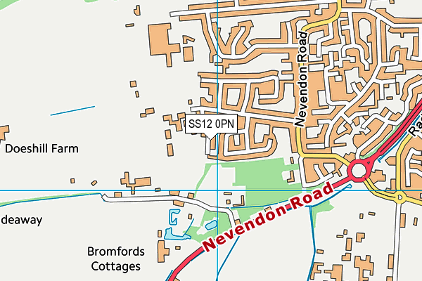 SS12 0PN map - OS VectorMap District (Ordnance Survey) SS12 0PN map - OS VectorMap District (Ordnance Survey)