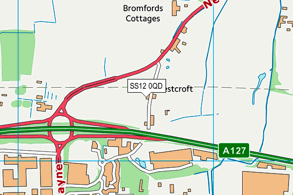 SS12 0QD map - OS VectorMap District (Ordnance Survey) SS12 0QD map - OS VectorMap District (Ordnance Survey)