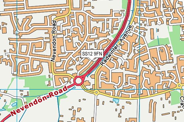 SS12 9FN map - OS VectorMap District (Ordnance Survey) SS12 9FN map - OS VectorMap District (Ordnance Survey)