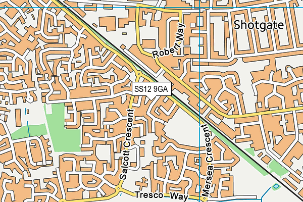 SS12 9GA map - OS VectorMap District (Ordnance Survey) SS12 9GA map - OS VectorMap District (Ordnance Survey)
