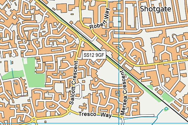 SS12 9GF map - OS VectorMap District (Ordnance Survey) SS12 9GF map - OS VectorMap District (Ordnance Survey)