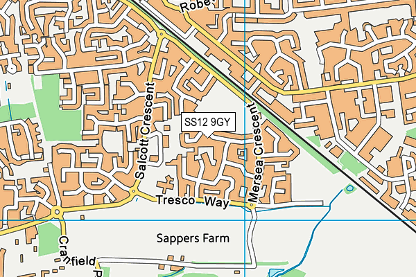 SS12 9GY map - OS VectorMap District (Ordnance Survey) SS12 9GY map - OS VectorMap District (Ordnance Survey)
