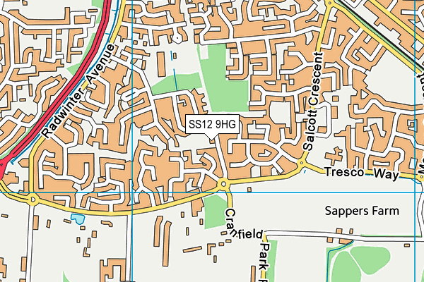 SS12 9HG map - OS VectorMap District (Ordnance Survey) SS12 9HG map - OS VectorMap District (Ordnance Survey)