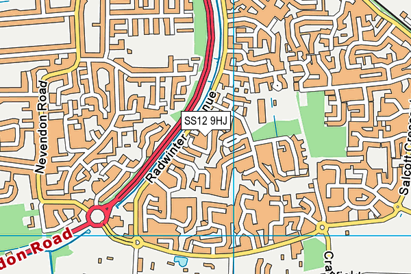 SS12 9HJ map - OS VectorMap District (Ordnance Survey) SS12 9HJ map - OS VectorMap District (Ordnance Survey)