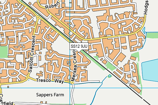SS12 9JU map - OS VectorMap District (Ordnance Survey)