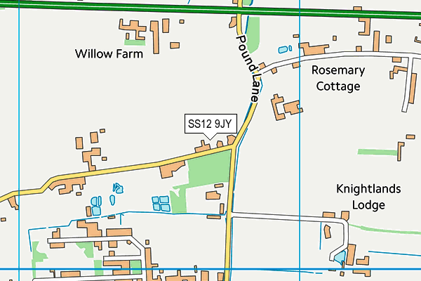 SS12 9JY map - OS VectorMap District (Ordnance Survey) SS12 9JY map - OS VectorMap District (Ordnance Survey)