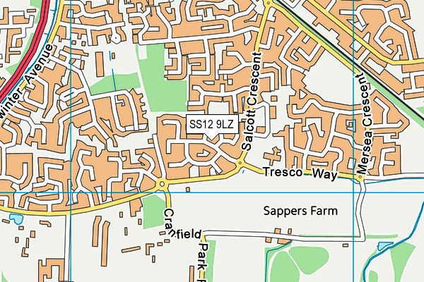SS12 9LZ map - OS VectorMap District (Ordnance Survey) SS12 9LZ map - OS VectorMap District (Ordnance Survey)