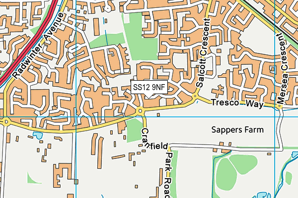 SS12 9NF map - OS VectorMap District (Ordnance Survey) SS12 9NF map - OS VectorMap District (Ordnance Survey)