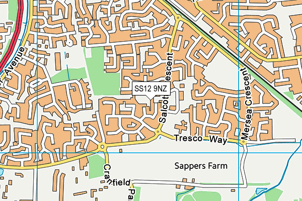 SS12 9NZ map - OS VectorMap District (Ordnance Survey) SS12 9NZ map - OS VectorMap District (Ordnance Survey)