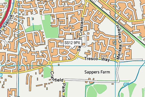 SS12 9PX map - OS VectorMap District (Ordnance Survey) SS12 9PX map - OS VectorMap District (Ordnance Survey)