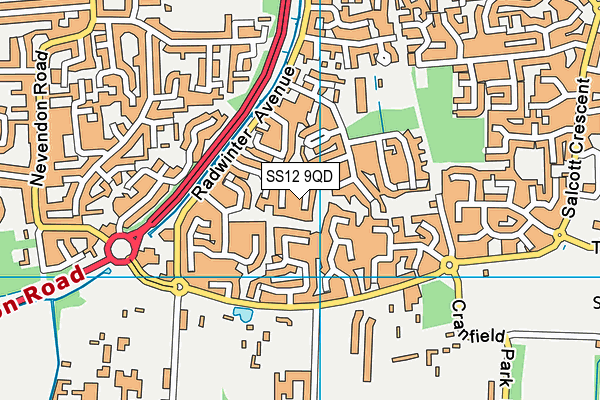 SS12 9QD map - OS VectorMap District (Ordnance Survey) SS12 9QD map - OS VectorMap District (Ordnance Survey)