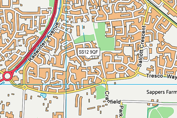 SS12 9QF map - OS VectorMap District (Ordnance Survey) SS12 9QF map - OS VectorMap District (Ordnance Survey)