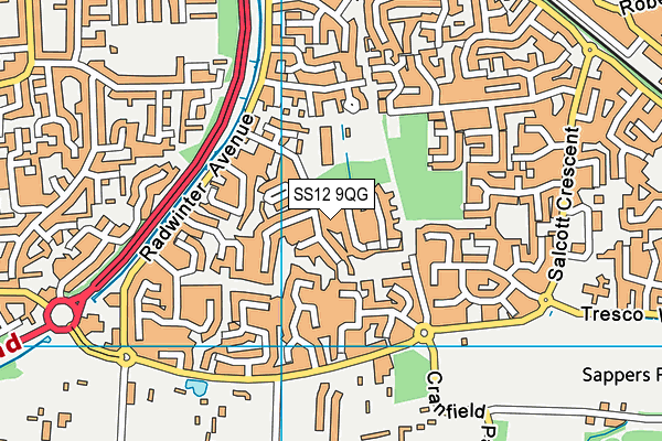 SS12 9QG map - OS VectorMap District (Ordnance Survey) SS12 9QG map - OS VectorMap District (Ordnance Survey)