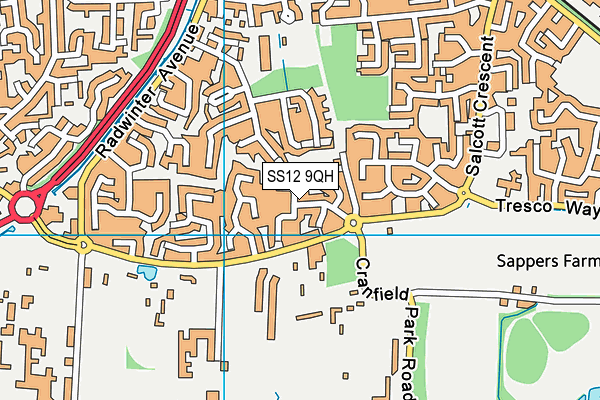 SS12 9QH map - OS VectorMap District (Ordnance Survey) SS12 9QH map - OS VectorMap District (Ordnance Survey)